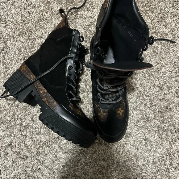 Louis Vuitton Black and Brown Combat Boots - Picture 2 of 5
